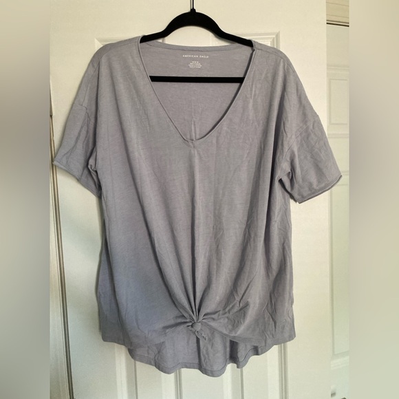 American Eagle Outfitters Tops - Washed Blue American Eagle Knot Front V-Neck T-Shirt